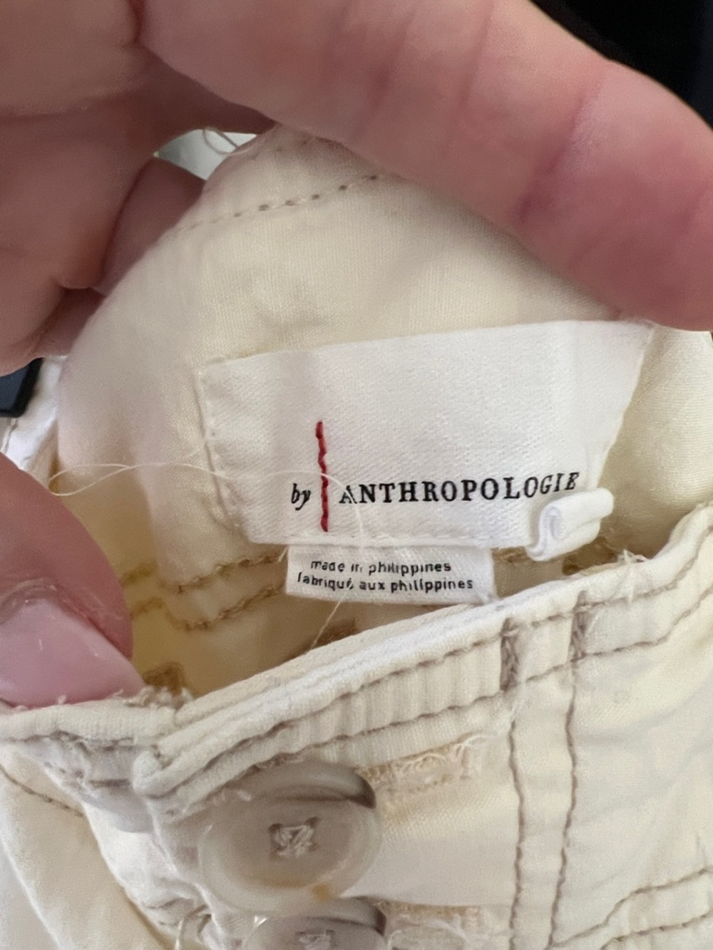 Anthropologie Cream High-Rise Button-Front Chino Pants - Picture 2 of 12